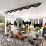 Personalized Face Photo Vampire Family Realistic Hanging Bat with String Home Garden Decoration Party Halloween Gift for Family