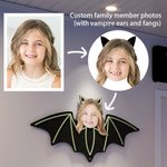Personalized Face Photo Vampire Family Realistic Hanging Bat with String Home Garden Decoration Party Halloween Gift for Family