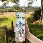 Personalisierte Blumen und Kuh mit Stirnband Skinny Tumbler 20oz