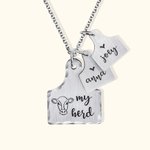 Personalized Engraved Stainless Steel Cow Ear Tag Necklace Farming Jewelry Birthday Gift for Pet Lovers