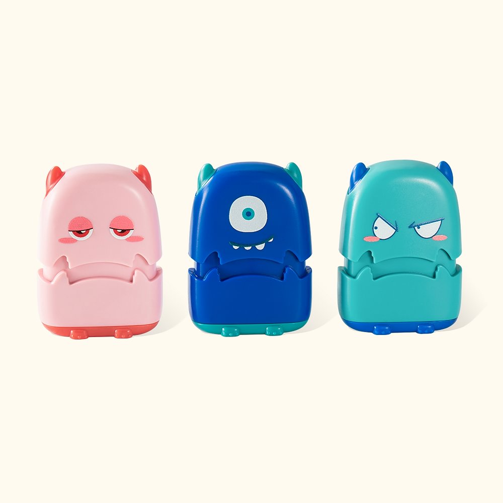 Tampon Personnalisé avec Nom et Motif Sceau en Forme de Monstre Animé Mignon Cadeau Anniversaire Fête pour Enfant