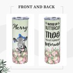 Personalisierte Blumen und Kuh mit Stirnband Skinny Tumbler 20oz