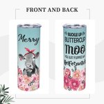 Personalisierte Blumen und Kuh mit Stirnband Skinny Tumbler 20oz