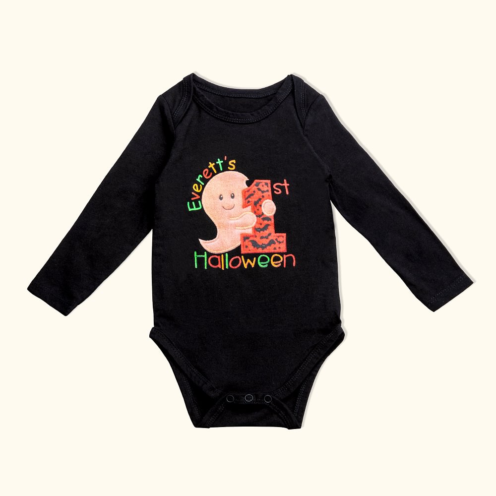 Onesie Bébé Personnalisé avec Nom Thème 1st Halloween Cadeau Fête Halloween pour Nouveau-né