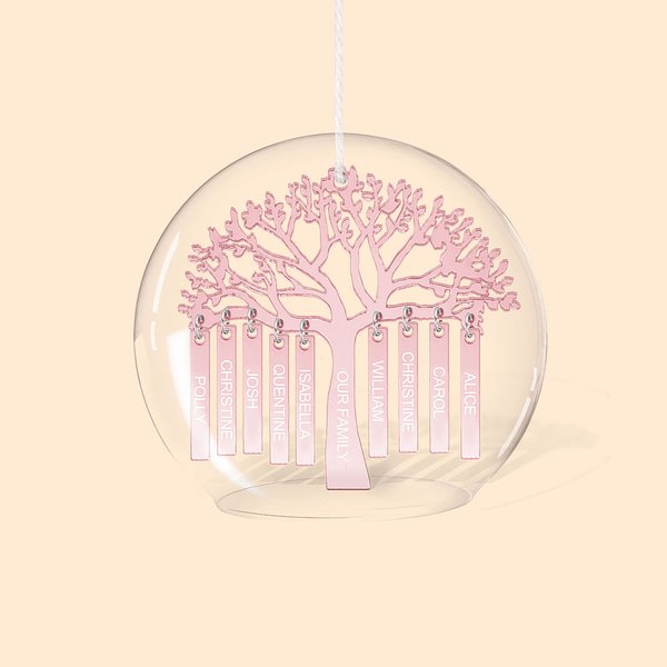 Family Tree Glass Dome Christmas Ornament