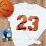 T-Shirt Personnalisé avec Numéro et Nom Style Basketball Cadeau pour Papa Homme Amateur de Sport