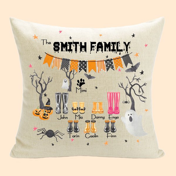 Personalisierte Familie Regen Boot Kissen werfen Kissen mit Namen der Familienmitglieder