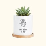 Vaso di succulente commemorativo personalizzato con fiore di nascita, nuovo bambino e regalo per gli amanti delle piante