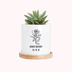 Personalisierte Memorial Sukkulenten Topf mit Geburt Blume neues Baby und Pflanzenliebhaber Geschenk