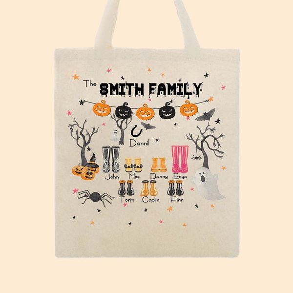 Botas de lluvia personalizadas de Halloween Bolsa de lona Bolsa de Halloween Truco o Trato para regalo para niños