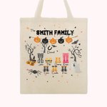 Sac en Toile Personnalisé avec Nom de Famille et Motifs Cadeau Chasse aux Bonbons Halloween pour Enfant