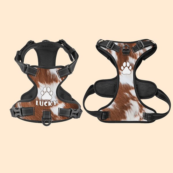 Personalized Faux Cowhide Breathable Mesh Adjustable Dog Chest Harness Dog Vest