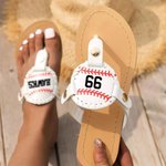 Personalizzato Baseball Calcio Softball Infradito antiscivolo Tema Sport Donna PU Sandali Estate Regalo per gli appassionati di gioco del pallone Amanti della spiaggia