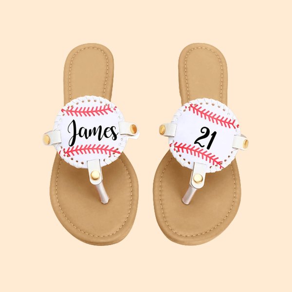 Baseball Football Softball Flip Flops Women's Summer Sandals