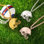 Collana personalizzata con ciondolo a forma di casco o di football americano con nome e numero, regalo per gli amanti dello sport e del calcio