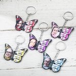 Llavero Personalizado Mariposa Cruz Once By My Side Forever In My Heart con Nombre Foto Regalo Conmemorativo
