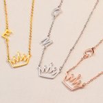 Collier de Couronne Personnalisé avec 1-3 Initiales Bijou en Argent pour Femme Cadeau Anniversaire de Mariage Fête des Femmes