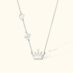 Collier de Couronne Personnalisé avec 1-3 Initiales Bijou en Argent pour Femme Cadeau Anniversaire de Mariage Fête des Femmes