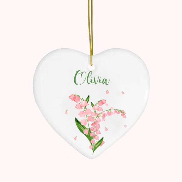 Ornement Floral Personnalisé avec Nom et Feur de Naissance Décoration de Maison Cadeau d'Anniversaire de Fête des Mères pour Famille