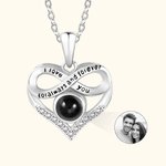 Personalized 100 Languages I Love You Photo Projection Infinity Heart Necklace