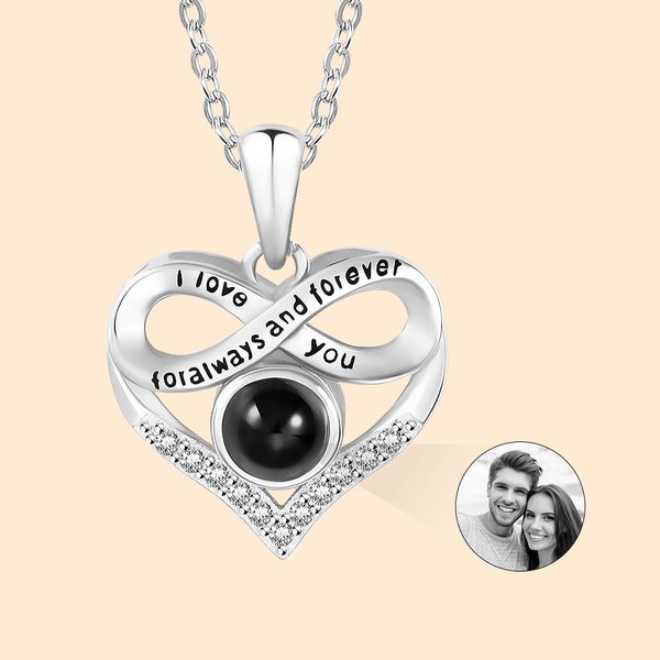Henkilökohtainen 100 Kielet rakastan sinua Photo Projection Infinity Heart kaulakoru