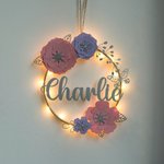 Guirlande de fleurs personnalisée avec nom de bébé Décoration de chambre avec LED