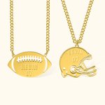 Collana personalizzata con ciondolo a forma di casco o di football americano con nome e numero, regalo per gli amanti dello sport e del calcio