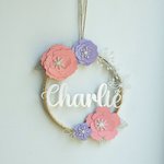 Guirlande de fleurs personnalisée avec nom de bébé Décoration de chambre avec LED