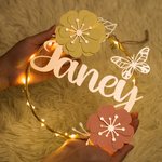 Guirlande de fleurs personnalisée avec nom de bébé Décoration de chambre avec LED