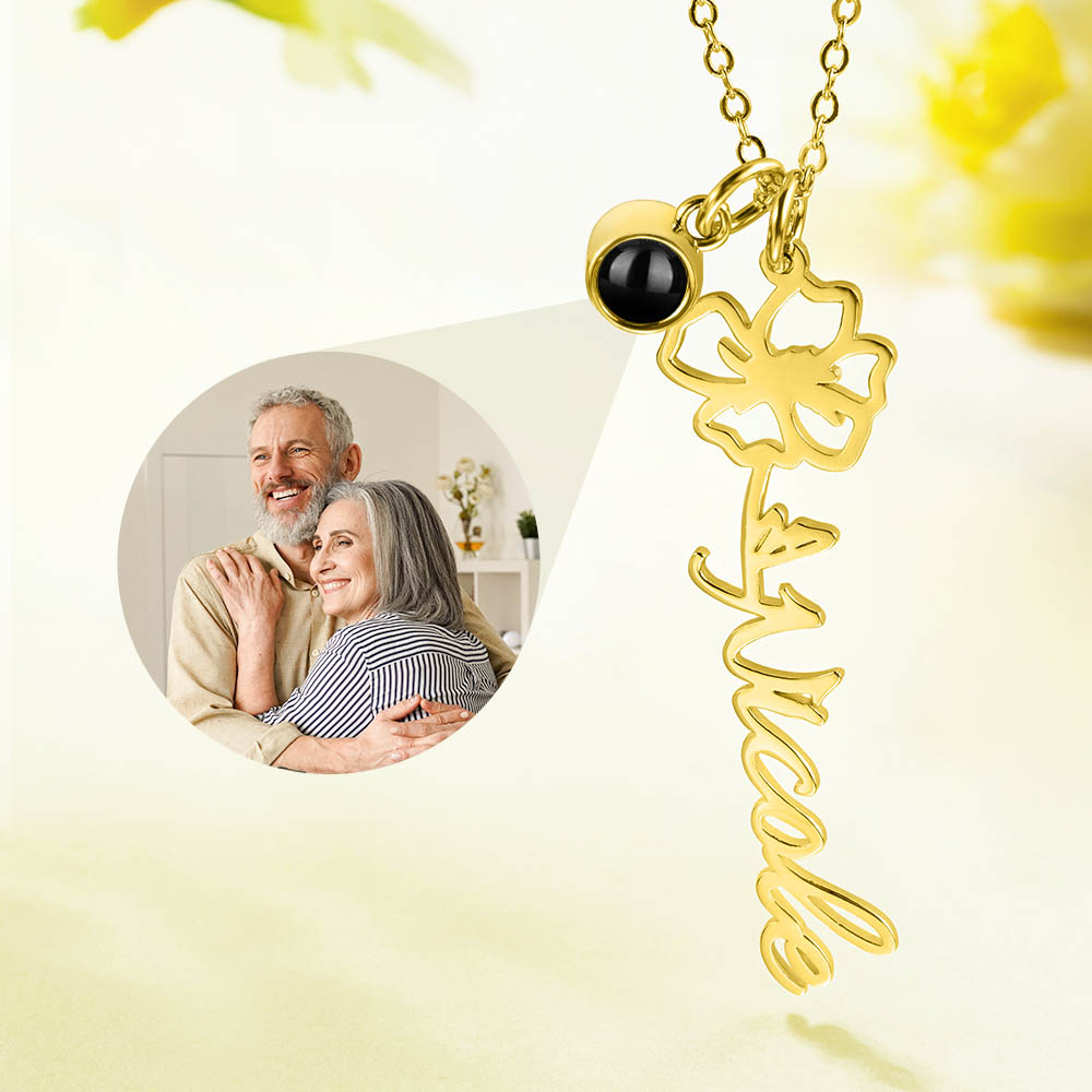 Flowers that can be customized for photos Projection Necklace Pendant Jewelry main image 1