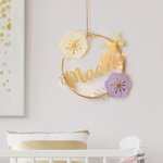 Guirlande de fleurs personnalisée avec nom de bébé Décoration de chambre avec LED