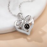 Personalized 100 Languages I Love You Photo Projection Infinity Heart Necklace