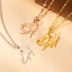 Collier Personnalisé avec Lettre Police de Style Cœur Cadeau Fête des Mères pour Femme