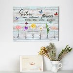 Personlig syster födelse blommor trädgård canvas målning för heminredning tecken