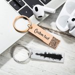 Personalisierte Sprachaufzeichnung Sound Wave Art Keychain mit QR-Code Memorial Geschenkideen