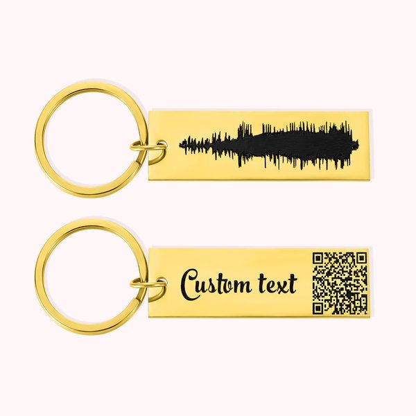 Personalisierte Sprachaufzeichnung Sound Wave Art Keychain mit QR-Code Memorial Geschenkideen