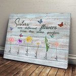 Personlig syster födelse blommor trädgård canvas målning för heminredning tecken