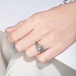 Personalisierte Sterling Silber Mond und Sonne Ring mit keltischen Triquetra Celestial Ring