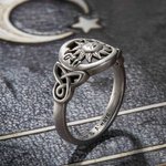 Personalisierte Sterling Silber Mond und Sonne Ring mit keltischen Triquetra Celestial Ring