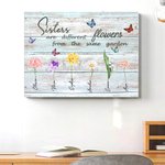 Personlig syster födelse blommor trädgård canvas målning för heminredning tecken