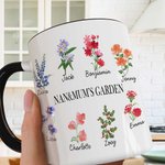 Personalized Grandma's Garden 1-20 Birth Flowers 11oz Ceramic Coffee Mug Gift for Mother Grandma