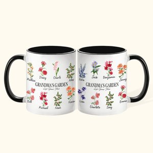 Personalized Grandma's Garden 1-20 Birth Flowers 11oz Ceramic Coffee Mug Gift for Mother Grandma