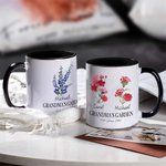 Personalized Grandma's Garden 1-20 Birth Flowers 11oz Ceramic Coffee Mug Gift for Mother Grandma