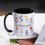 Personalized Grandma's Garden 1-20 Birth Flowers 11oz Ceramic Coffee Mug Gift for Mother Grandma