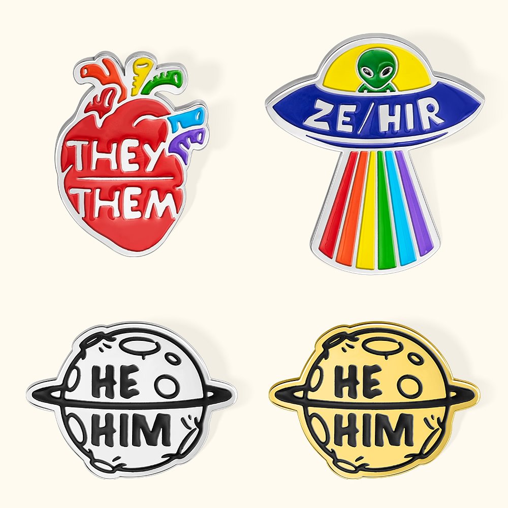 Collection d'épingles à boutons personnalisées pour les pronoms LGBTQ