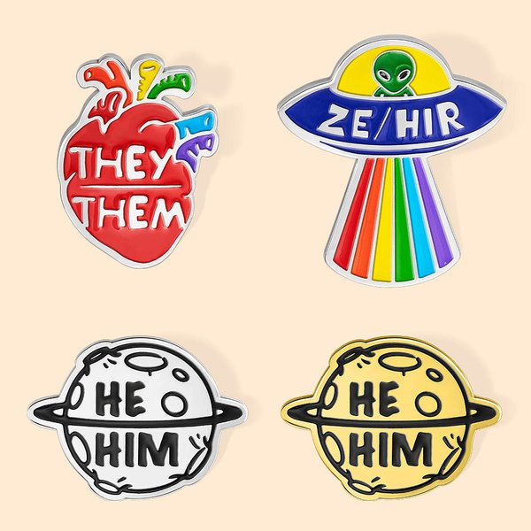LGBTQ Pronoun Button Pin Collection