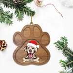 Personalized Double Sided Santa Hat Dog Paw Christmas Ornament with Name Christmas Tree Decor Gift for Dog Lover