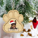 Personalized Double Sided Santa Hat Dog Paw Christmas Ornament with Name Christmas Tree Decor Gift for Dog Lover