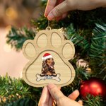 Personalized Double Sided Santa Hat Dog Paw Christmas Ornament with Name Christmas Tree Decor Gift for Dog Lover