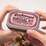 Personalized Survival Kit Box Tin with Text 3 Pcs Wedding Party Favor Gift for Bridesmaids
